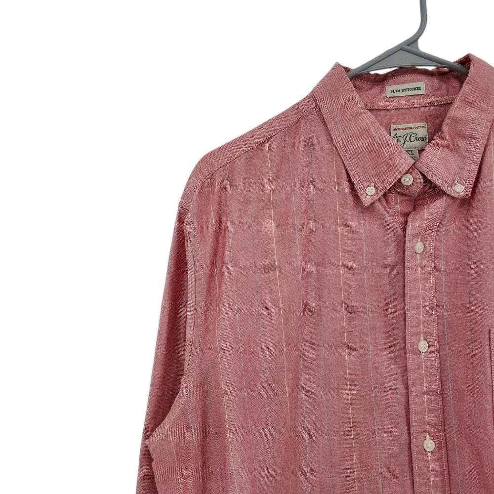 J. Crew Men's 100% Cotton Stripes Untucked Slim Pocket Shirt - XL